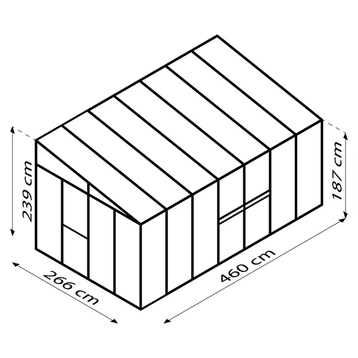 Vitavia Gewächshaus Helena 11900 - Außenmaß inkl. Dachüberstand (B x T): 460 x 266 cm, 3 mm, Schwarz - Schwarzer Hintergrund ohne erkennbare Objekte oder Muster. Schlicht und minimalistisch für verschiedene Zwecke.