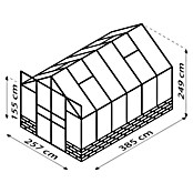 Vitavia Gewächshaus (3,85 x 2,57 x 2,49 m, Farbe: Aluminium, Sockelmauer, Farbe Stein: Sandstein, Einscheibensicherheitsglas (ESG))