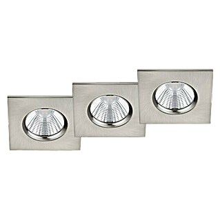 Trio Lighting Set de focos LED empotrables Zagros cuadrado (3 × 5,5 W, Color de luz: Blanco cálido, L x An x Al: 6,5 x 8,5 x 8,5 cm, Níquel mate)