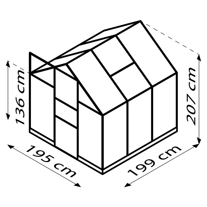 Vitavia Gewächshaus Apollo 3800 (1,99 x 1,95 x 2,07 m, Glasstärke: 4 mm, Polycarbonat, Anthrazit)