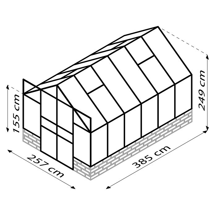 Vitavia Gewächshaus Cassandra 9900 (3,85 x 2,57 x 2,49 m, Farbe: Aluminium, Einscheibensicherheitsglas (ESG))
