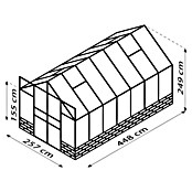 Vitavia Gewächshaus (4,48 x 2,57 x 2,49 m, Farbe: Aluminium, Sockelmauer, Farbe Stein: Anthrazit, Einscheibensicherheitsglas (ESG))