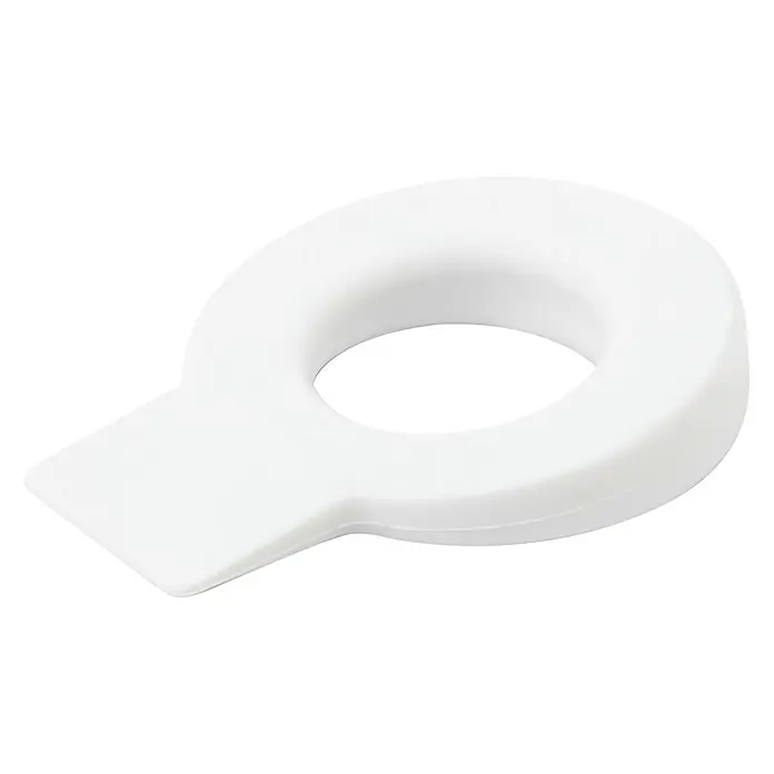 Rei Lock Tope de puerta 660 - Blanco, 1 ud. - Primer plano de un abridor de huevos de silicona blanca, un utensilio de cocina para abrir huevos fácilmente.