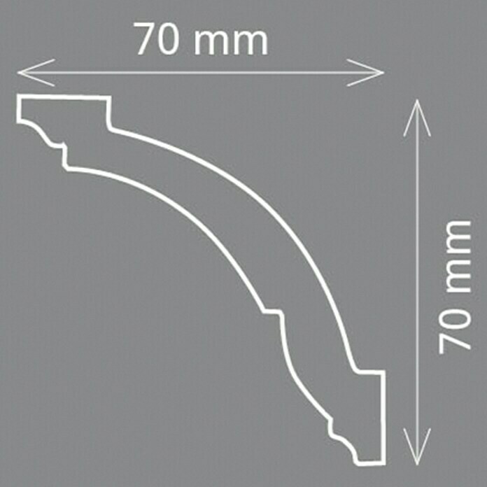 Zierprofil Modern AS200 x 7 x 7 cm, Extrudiertes Polystyrol (XPS) Front View