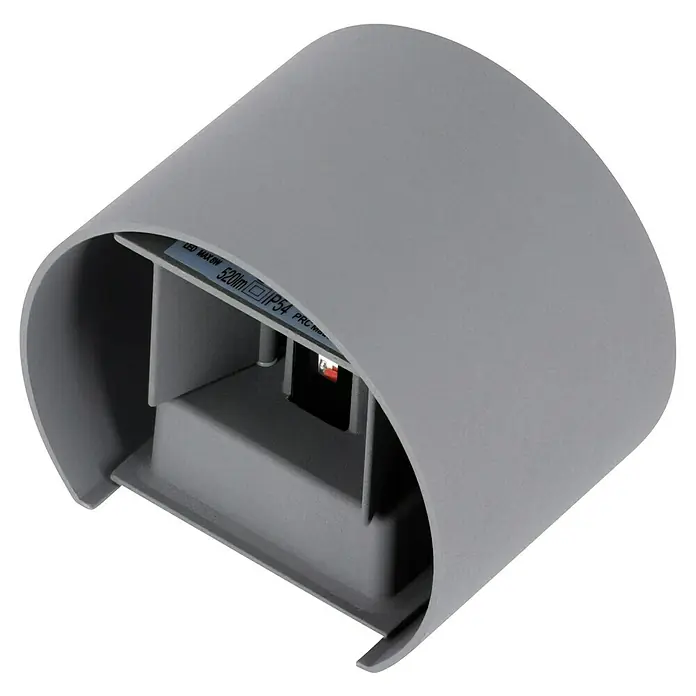 Starlux LED-Außenwandleuchte Umea - 8 W, 11,6 x 13,6 x 10 cm, Anthrazit, IP54 - Nahaufnahme einer modernen, grauen LED-Wandleuchte, die ein sanftes, indirektes Licht für den Außenbereich bietet.