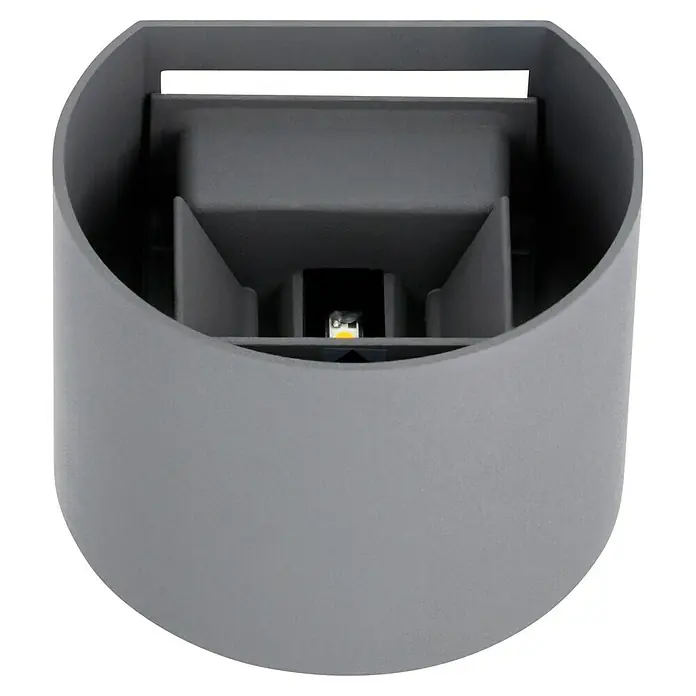 Starlux LED-Außenwandleuchte Umea8 W, 11,6 x 13,6 x 10 cm, Anthrazit, IP54 - Nahaufnahme einer modernen, grauen Wandleuchte mit integriertem LED-Licht, die ein stilvolles Design und energieeffiziente Beleuchtung bietet.