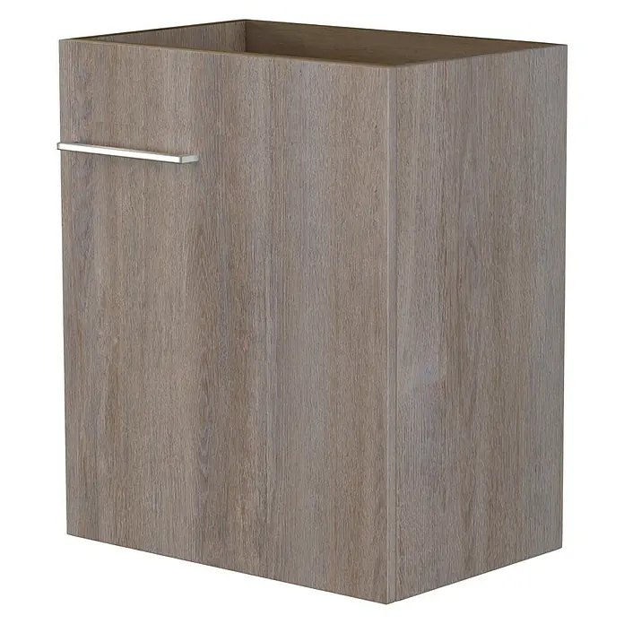 Camargue Espacio Waschtischunterschrank - 50 x 33 x 60 cm, Faro - Bild eines modernen, holzfarbenen Badezimmerunterschranks mit einem schlichten, horizontalen Griff aus Metall.