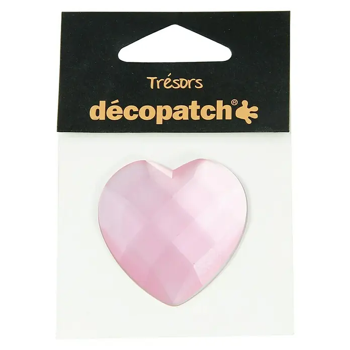 Décopatch Pieza decorativa Trésors Cœur - 4,5 x 2 cm, Rosa - Primer plano de un elemento decorativo en forma de corazón Dècopatch en rosa suave, ideal para manualidades creativas y personalización de superficies.
