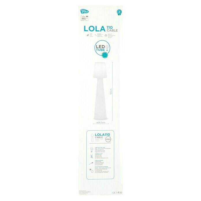 Lámpara de diseño para exterior (Altura: 110 cm, Potencia: 16 W, Blanco cálido)