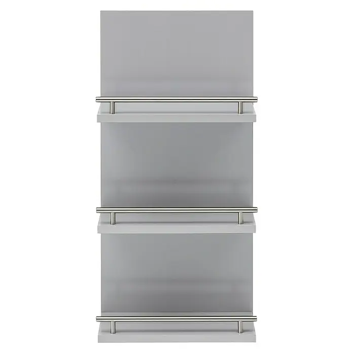 Schildmeyer Niko Regal - 30 x 17,5 x 70 cm, Silber/Anthrazit - Graues Wandregal mit drei Regalböden und silbernen Geländern für stilvolle Wandaufbewahrung. Das ideale Möbelstück zur Aufbewahrung von Gegenständen.