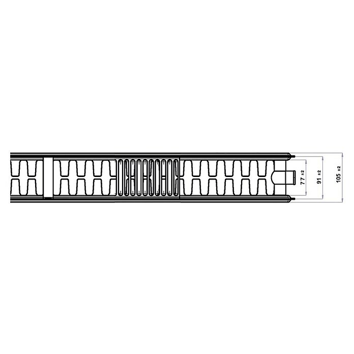 Universal-Flachheizkörper (B x H: 100 x 50 cm, 6-fach, Typ: DK-22, 1.330 W)
