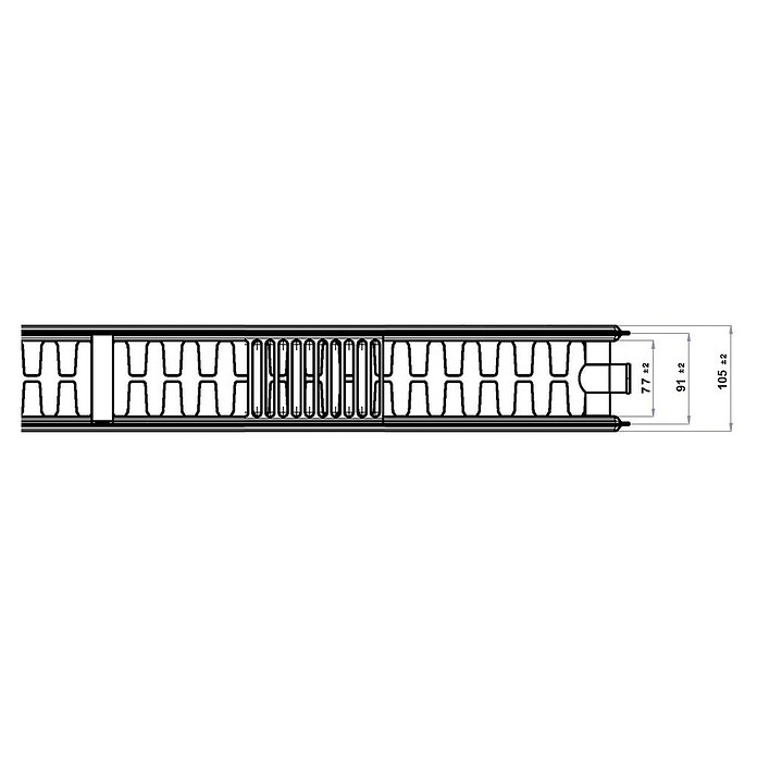 Universal-Planheizkörper (B x H: 100 x 30 cm, 6-fach, Typ: DK-22, 967 W)