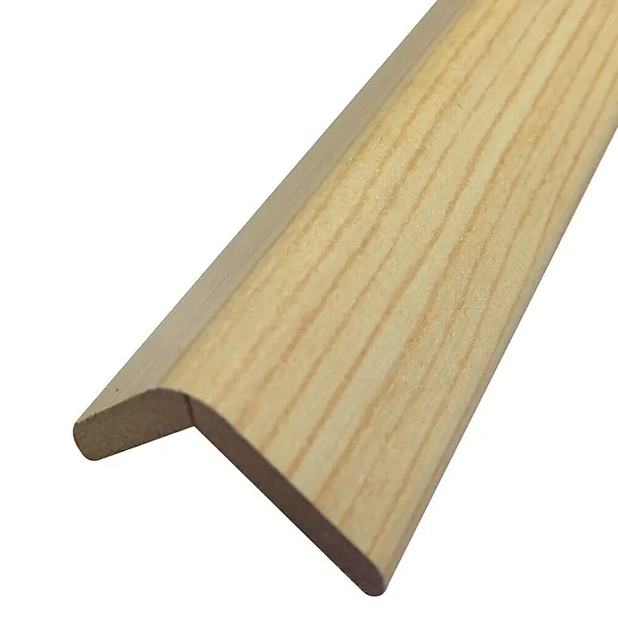 Rufete Perfil de esquina adhesivo MDF con chapa natural de Pino - 260 cm x 30 mm x 30 mm - Listón de madera cuarto de círculo marrón claro, ideal para rematar bordes y añadir un toque decorativo en interiores.