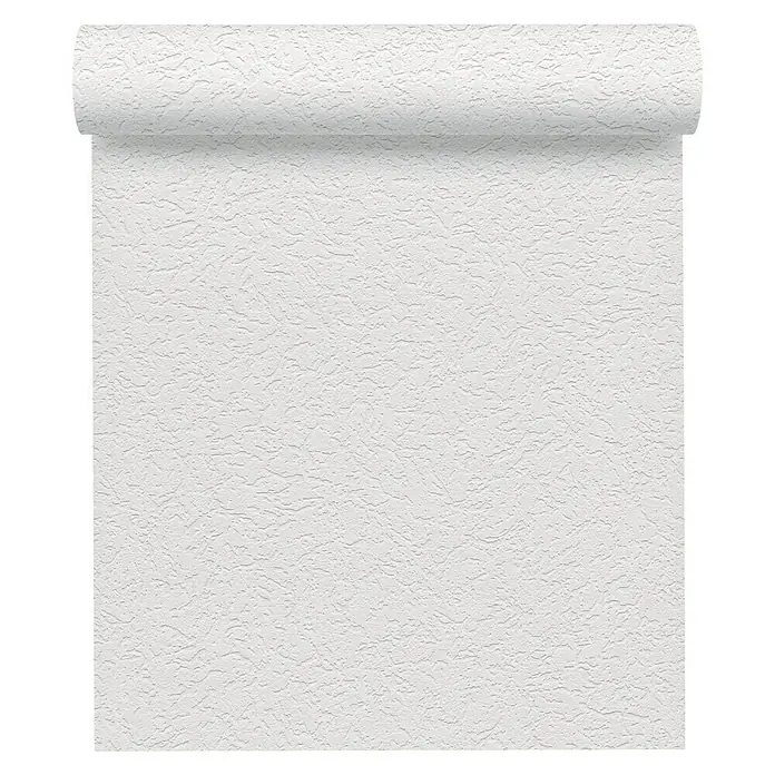 A.S. Création Vinyltapete Modul 1 Living walls - Weiß, Uni, L x B: 10,05 x 0,53 m - Ein weißes Wandtapetenmuster auf einer Rolle, das eine strukturierte Oberfläche für die Inneneinrichtung zeigt.