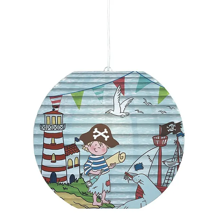 Lampenschirm - Blau - Hängeleuchte mit Piratenmotiv, die mit einem verspielten Design und sanftem Licht Kinderzimmer erhellt. Perfekt für kleine Abenteurer!