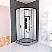 Designdusche Indus (90 x 90 x 215 cm, Halbrund, Anthrazit/Silbergrau)