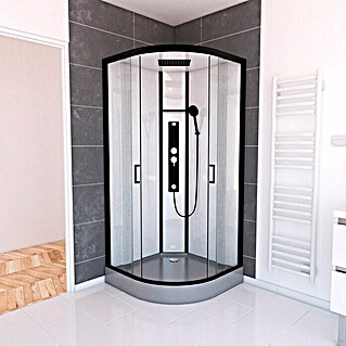 Aurlane Komplettdusche Indus (90 x 90 x 215 cm, Gebogen, Anthrazit/Silbergrau)