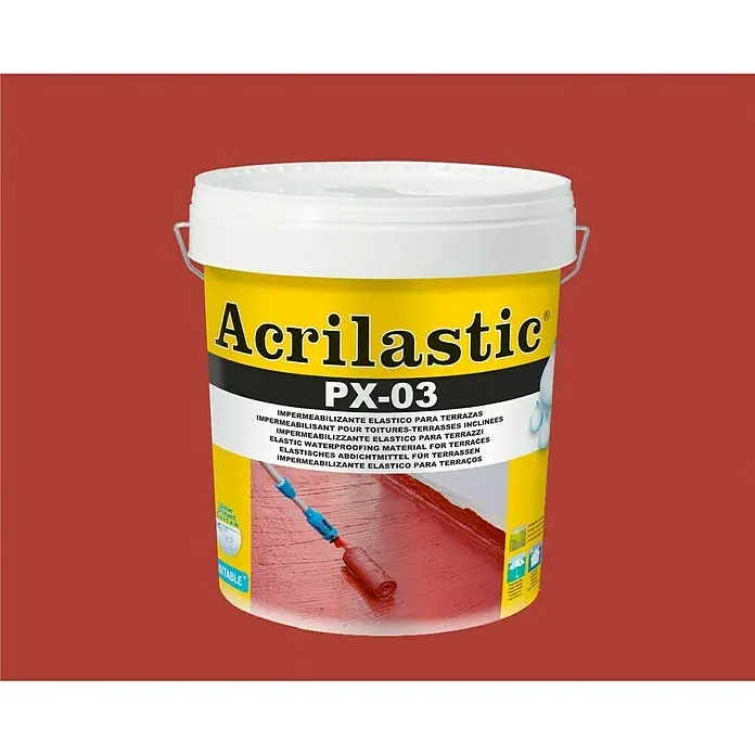 Baixens Impermeabilizante Acrilastic PX-03 - Rojo Levante, 4 l - Impermeabilizante elástico para terrazas Acrilastic PX-03. Material de revestimiento de alta calidad que ofrece protección duradera.