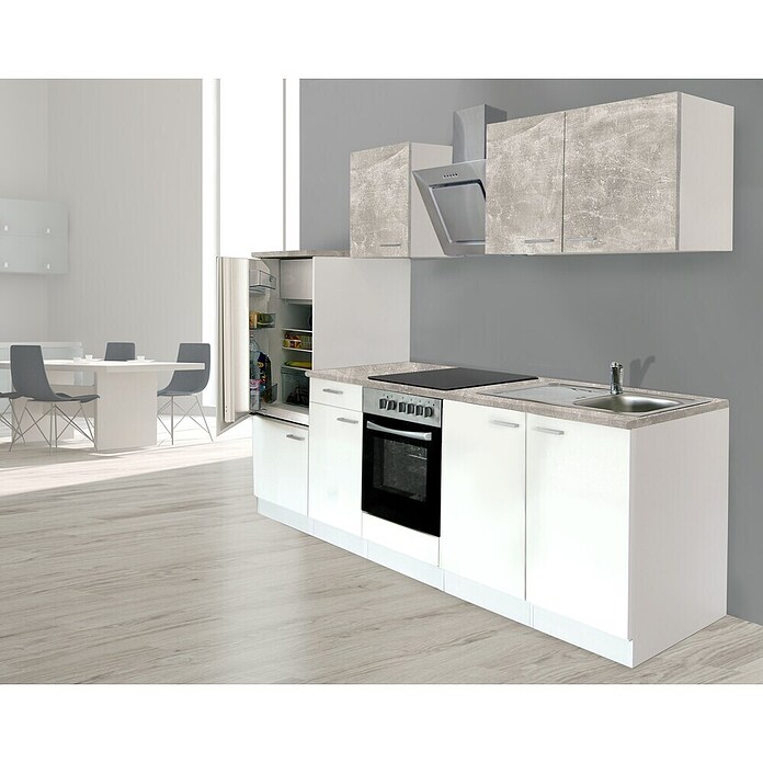 Respekta Composición de cocina (Ancho: 270 cm, Con dispositivos eléctricos, Blanco)