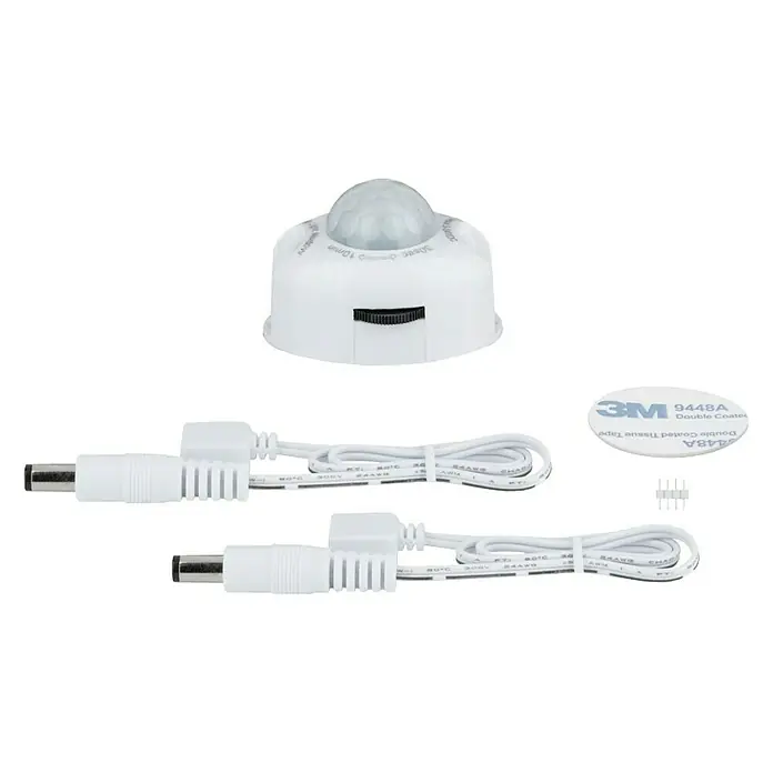 Paulmann Sensor de movimiento YourLED Night - Plateado - Sensores de movimiento PIR blancos, dos cables con enchufes DC, cinta de doble cara 3M y clavijas de fijación para una fácil instalación.