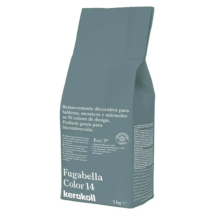 Kerakoll Mortero para juntas - cemento Fugabella - Color: 14, 3 kg - Imagen de un saco de resina-cemento Fugabella Color 14 Kerakoll, un producto ecológico para aplicaciones de construcción.