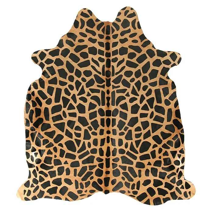 Esbeco Kuhfell - 100 % Echtfell, Giraffe - Hochwertiger Kuhfellteppich mit auffälligem Giraffenmuster, ideal für eine stilvolle Raumgestaltung. Bringt einen Hauch von Wildnis in Ihr Zuhause.