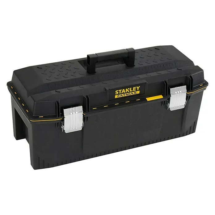 Stanley FatMax Werkzeugkasten Structural 28“ - Größe: 28″, 71 x 28 x 30 cm, Spritzwassergeschützt - Schwarzer Werkzeugkasten von Stanley Fatmax, robust und geräumig für die Aufbewahrung von Werkzeugen.