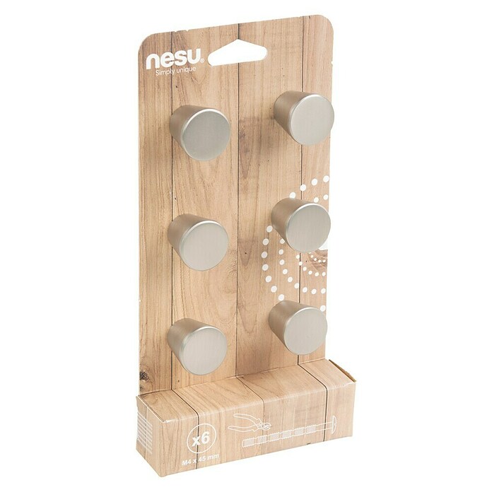 Nesu Pomo para muebles 34725 6 uds. (Ø x Al: 25 x 25 mm, Acero, Mate)