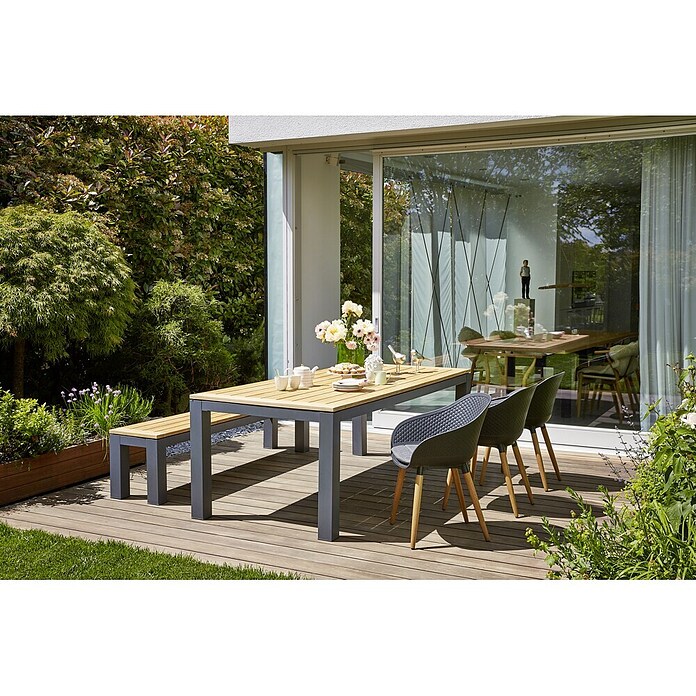 Sunfun Tuintafel (l x b: 220 x 100 cm, Acacia, Teakbruin)