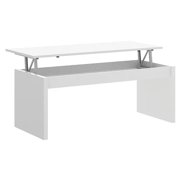 Dekit Mesa auxiliar de jardín Side - L x An x Al: 50 x 100 x 43 cm, Blanco - Mesa de centro blanca con función elevable y diseño moderno. La mesa ofrece funcionalidad adicional gracias a su tapa abatible.