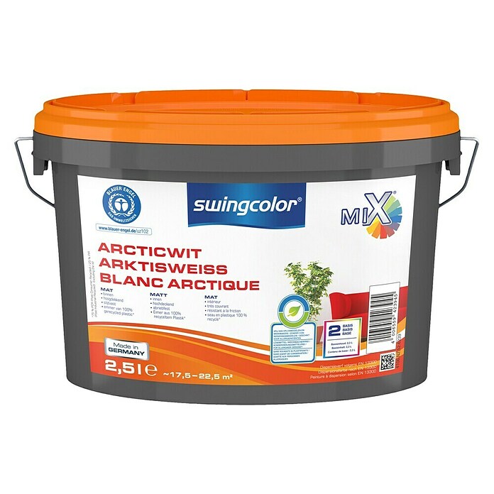 swingcolor Mix Muurverf Articwit (Mengkleur basis, Mat, 2,5 l) | BAUHAUS
