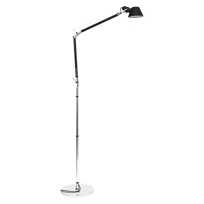 Artemide Stehleuchte Tolomeo Terra - Höhe: 226 cm, Farbe Gehäuse: Schwarz, Silber - Verstellbare Stehlampe mit schwarzem Schirm und verchromtem Gelenkarm.
