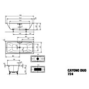 Kaldewei Badewanne Cayono Duo 724 (170 x 75 cm, Stahl-Email, Alpinweiß)