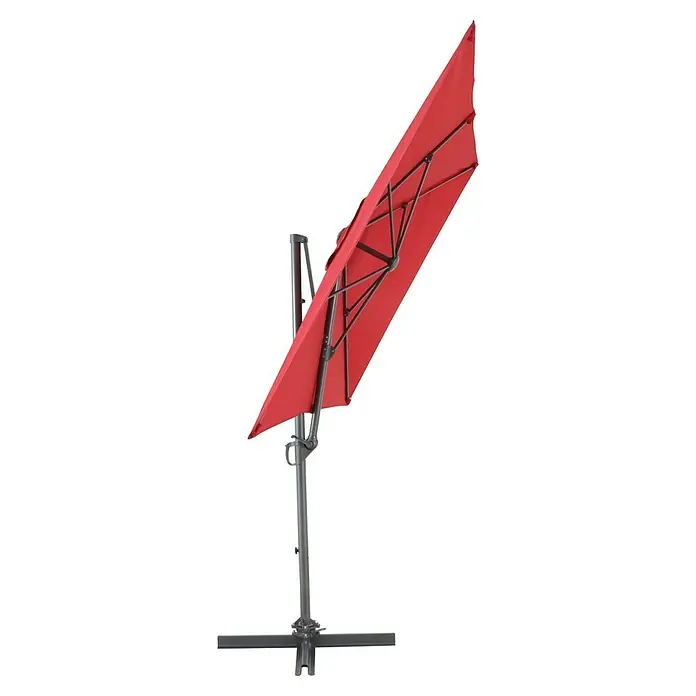 Sunfun Ampelschirm Florenz - Chili, Bespannungsmaß (L x B): 200 x 250 cm - Roter, rechteckiger Ampelschirm mit robustem Ständer für den Garten. Der perfekte Schattenspender für entspannte Stunden im Freien.