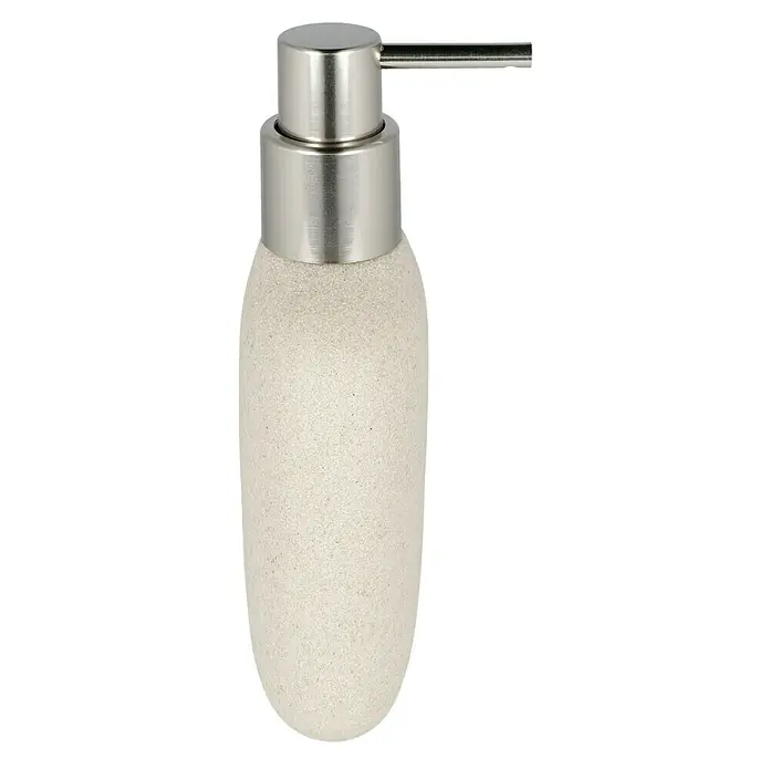 Venus Empire Seifenspender - Polyresin, Sand - Elegante Seifenspender: Sandfarbener Körper mit silberfarbenem Spenderkopf. Perfekt für Badezimmer oder Küche, stilvoll und funktional.