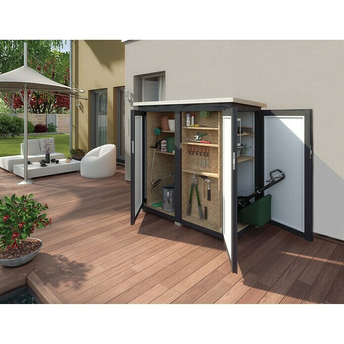 Weka GartenQ Geräteschrank Teras (75 x 160 x 161 cm, Anthrazit/Weiß)