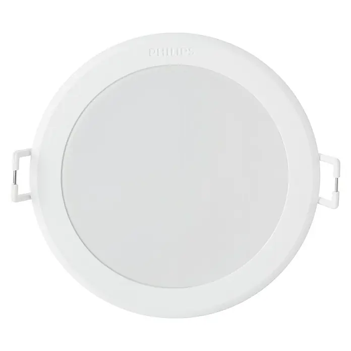 Philips Downlight empotrable LED redondo Meson - 17 W, Ø x Al: 16,5 x 4,7 cm, Blanco, Blanco neutro - Esta imagen muestra un plafón LED redondo blanco de Philips con soportes de montaje, ideal para interiores modernos e iluminación eficiente.