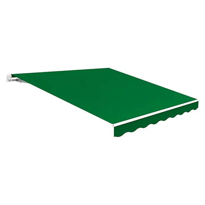 SmartSun Toldo de brazos extensibles Easy Lite - Verde bosque, Ancho: 3 m, Caída: 2 m - Toldo verde con borde blanco. Un complemento elegante y práctico para cualquier espacio exterior, proporcionando sombra.