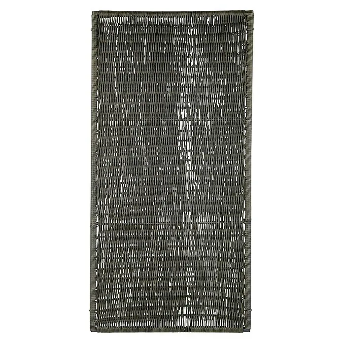 Sichtschutzelement Öland - 90 x 180 cm, Dunkelbraun - Nahaufnahme eines grau-braunen, rechteckigen Flechtteppichs mit feiner Textur und sichtbarem Rand. Perfekt für gemütliche Innenräume.