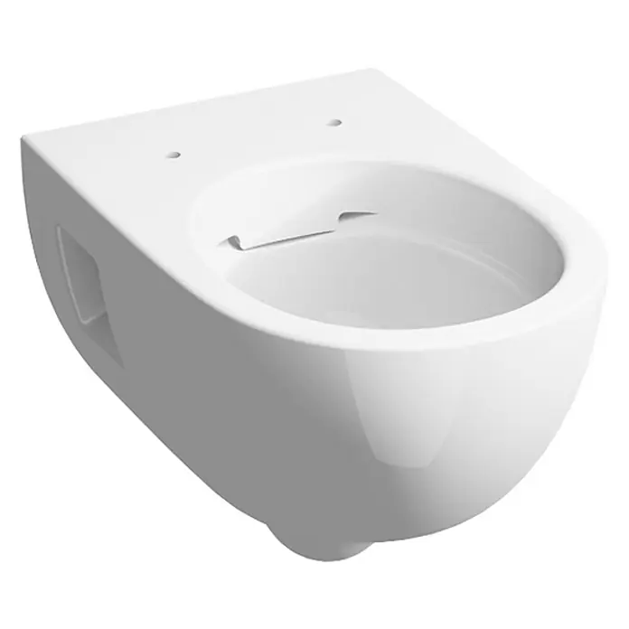 Geberit Renova Wand-WC Premium - Spülrandlos, Ohne Spezialglasur, Spülform: Tief, WC Abgang: Waagerecht, Weiß - Weisse wandhängende Toilette. Das WC zeichnet sich durch sein modernes Design und seine platzsparende Montage aus.