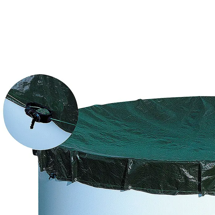 myPool Pool-Abdeckplane - L x B: 7 x 3 m, Kunststoff, Oval - Grüne Poolabdeckung mit Zugband für sicheren Halt und Schutz vor Schmutz. Ideal für den Winter.