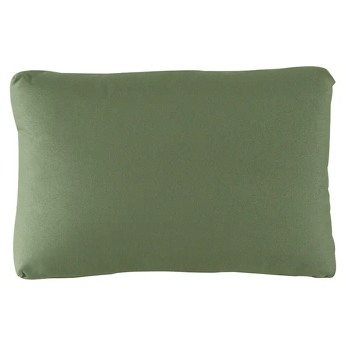 Kissen - Dunkelgrün, L x B: 60 x 40 cm, Bezug: 100 % Polyester - Nahaufnahme eines rechteckigen, olivgrünen Kissens mit einer leicht strukturierten Oberfläche für zusätzlichen Komfort.