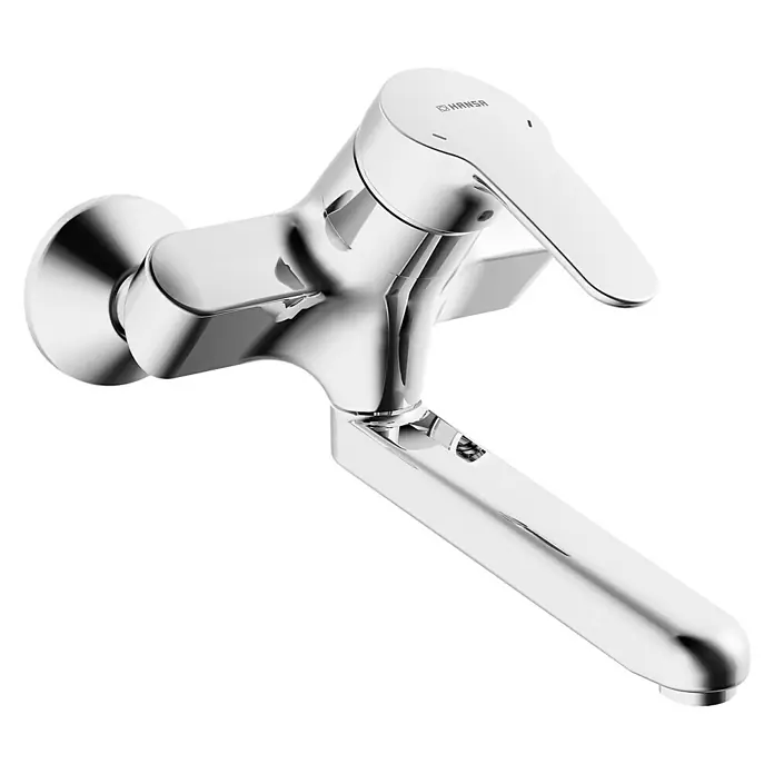 Hansa Mix Waschtischarmatur - Wandmontage, Chrom, Glänzend, Ausladung Armatur: 235 mm - Glänzender Hansa Waschtischmischer mit klaren Linien, ideal für moderne Badezimmer. Der Einhebelmischer bietet Komfort und Stil zugleich.
