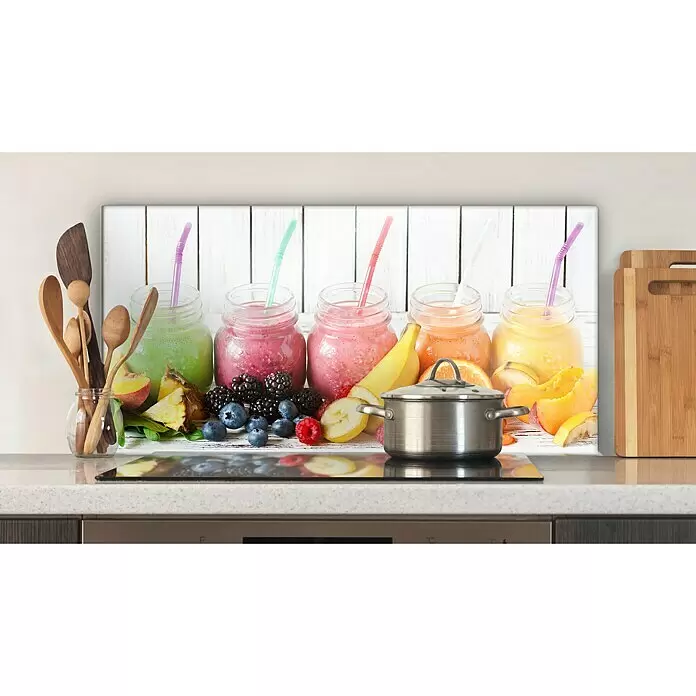 CUCINE Küchenrückwand - Colored Smoothies, 80 x 40 cm, Stärke: 6 mm, Einscheibensicherheitsglas (ESG) - Vorderansicht