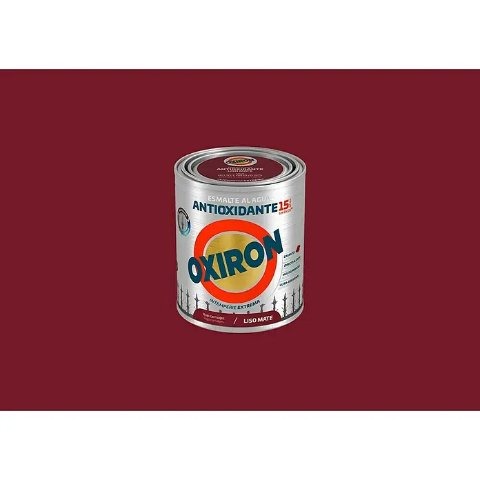 Oxiron Esmalte para metal Antioxidante Eco - Rojo carruaje, 750 ml, Mate - Bote de pintura Oxiron, un agente antioxidante para condiciones climáticas extremas. Ideal para uso exterior, protegiendo el metal de la corrosión.