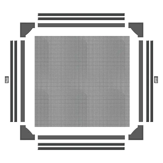 Schellenberg Insect Stop Mosquitera Flex - An x Al: 120 x 120 cm, Montaje de la mosquitera: Fijación magnética, Color bastidor: Antracita - Una toma detallada de una mosquitera negra con marco gris, ideal para protegerse de los insectos.