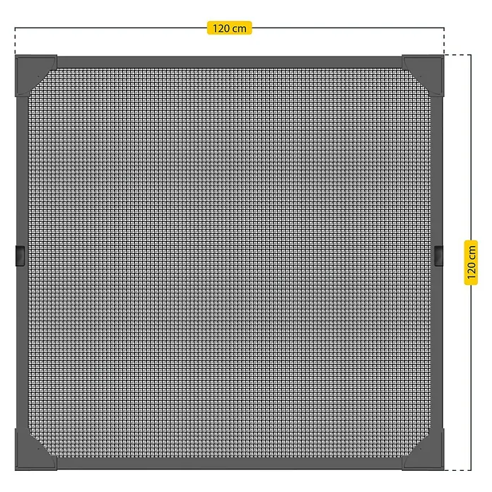Schellenberg Insect Stop Mosquitera Flex - An x Al: 120 x 120 cm, Montaje de la mosquitera: Fijación magnética, Color bastidor: Antracita - Mosquitera cuadrada en gris antracita con dimensiones de 120 cm x 120 cm, ideal para ventanas y puertas.