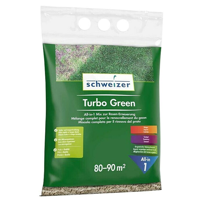 Schweizer Mix completo per la cura del prato Turbo Green