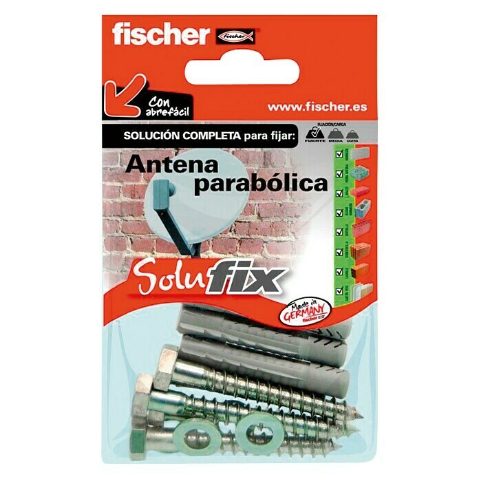 Fischer Solufix Surtido de tacos y tornillos para antenas parabólicas (12 piezas)