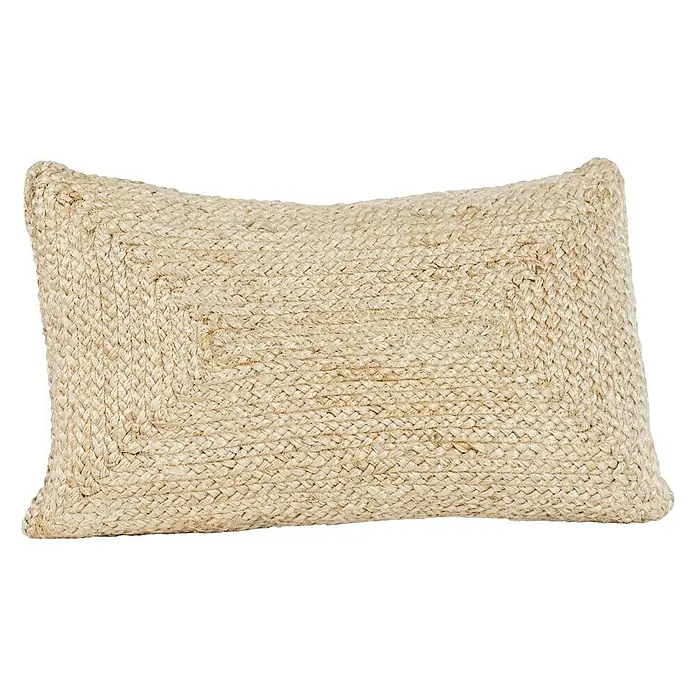 Cojín Yute - 30 x 50 cm, Natural - Cojín decorativo rectangular beige hecho de yute trenzado, ideal para acentos rústicos y textura natural en la sala de estar.